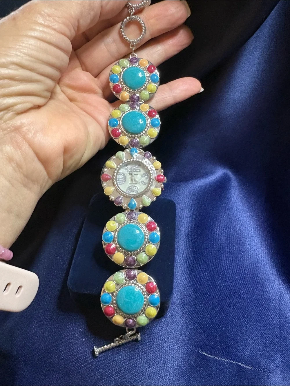 Watch Geneva Multi-Color Resin Bracelet  Southwestern Inspired Toggle Clasp